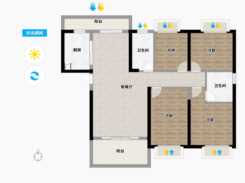 湖南省-长沙市-万润·滨江天著-116.77-户型库-采光通风