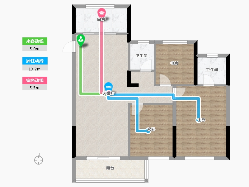 浙江省-宁波市-海风四季-91.20-户型库-动静线