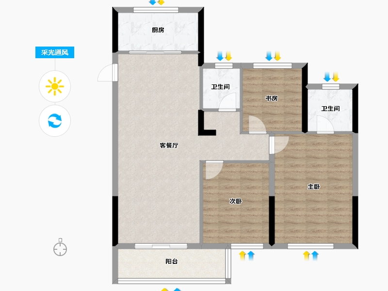 浙江省-宁波市-海风四季-91.20-户型库-采光通风