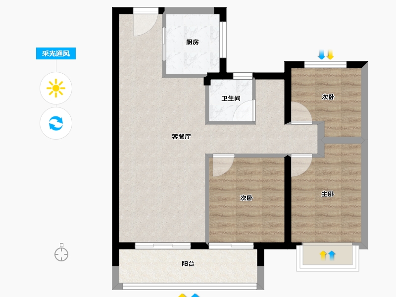 湖北省-武汉市-万科华生星耀大道-69.02-户型库-采光通风