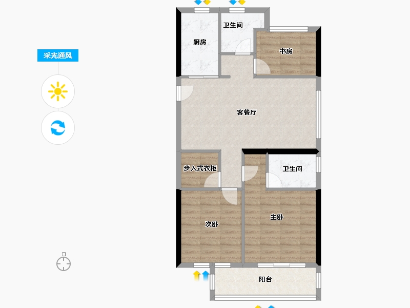 浙江省-宁波市-海风四季-79.20-户型库-采光通风