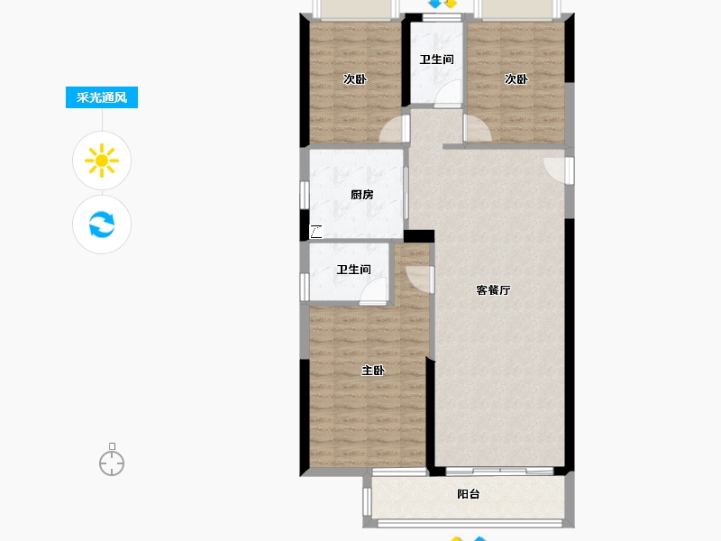 湖北省-武汉市-南山纵横滨江时代-97.67-户型库-采光通风