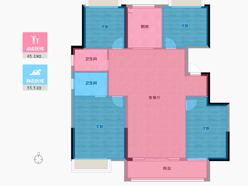 湖北省-武汉市-南山纵横滨江时代-110.08-户型库-动静分区