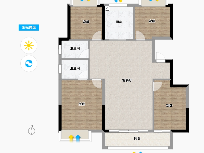 湖北省-武汉市-南山纵横滨江时代-110.08-户型库-采光通风