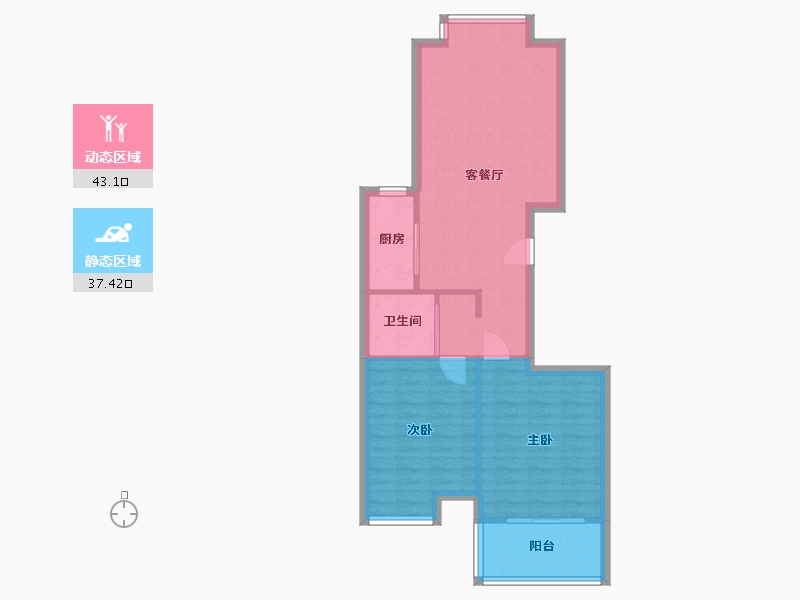 江苏省-南京市-辰龙绿苑东苑-69.37-户型库-动静分区