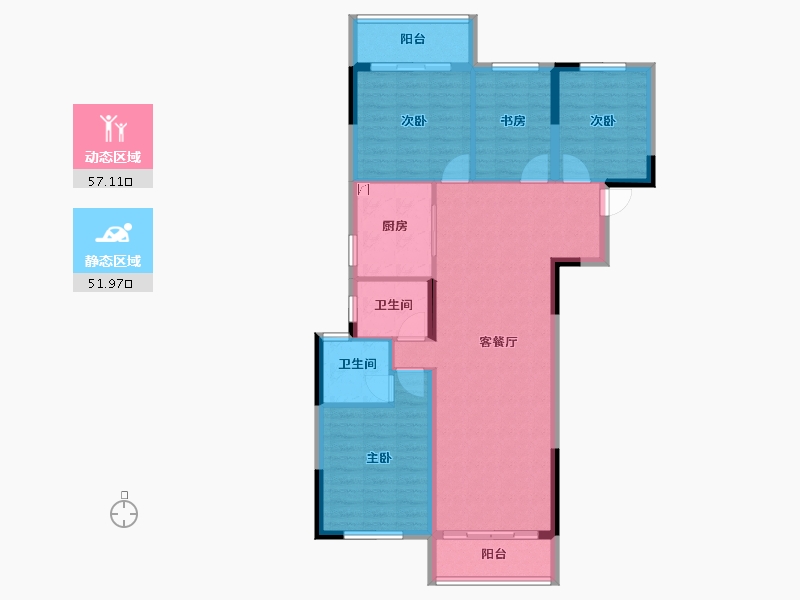 湖北省-武汉市-阳逻金茂悦-97.81-户型库-动静分区