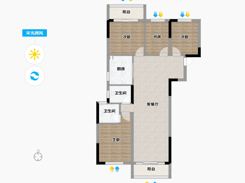 湖北省-武汉市-阳逻金茂悦-97.81-户型库-采光通风