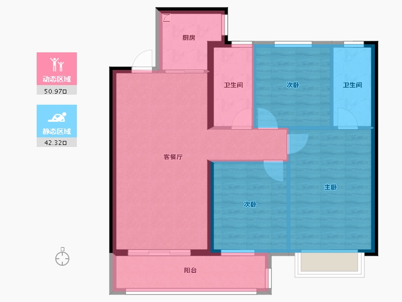 湖北省-武汉市-南山纵横滨江时代-83.87-户型库-动静分区