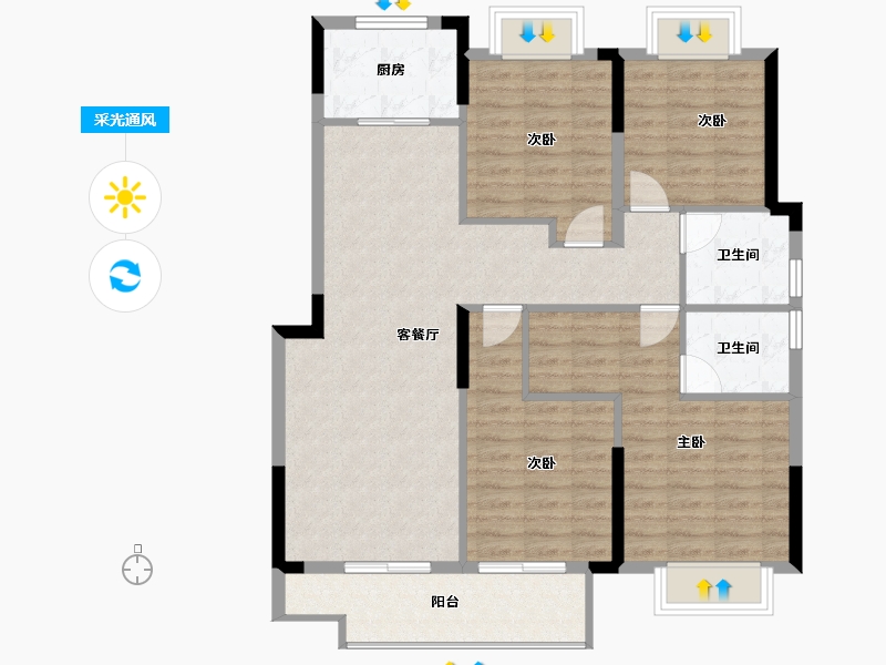 湖北省-武汉市-融侨方圆-101.57-户型库-采光通风