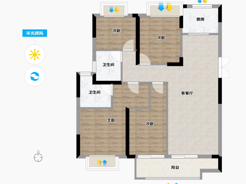 湖北省-武汉市-融侨方圆-95.58-户型库-采光通风