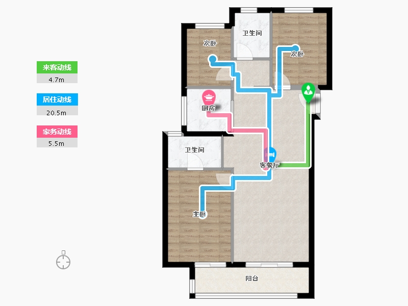 湖北省-武汉市-万科华生星耀大道-84.40-户型库-动静线