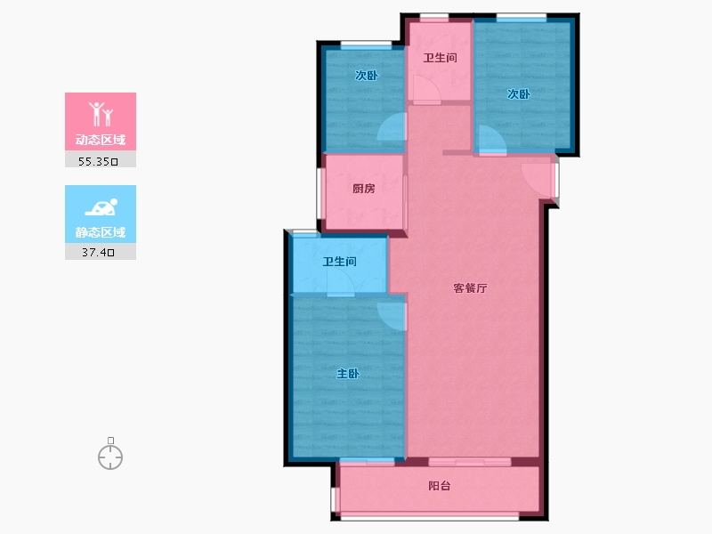 湖北省-武汉市-万科华生星耀大道-84.40-户型库-动静分区