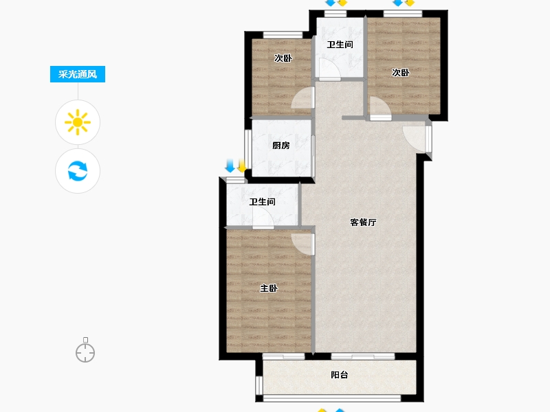 湖北省-武汉市-万科华生星耀大道-84.40-户型库-采光通风