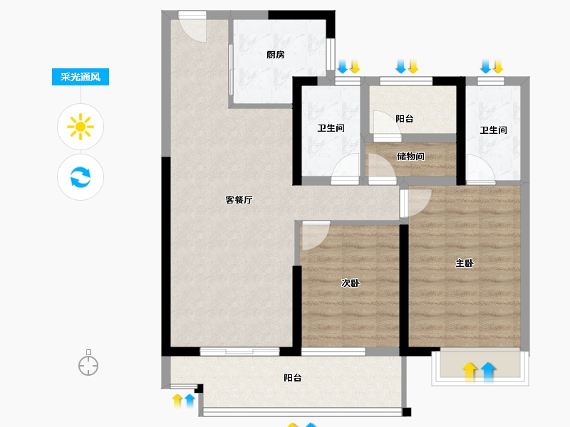 湖南省-长沙市-澳海文澜府-84.02-户型库-采光通风