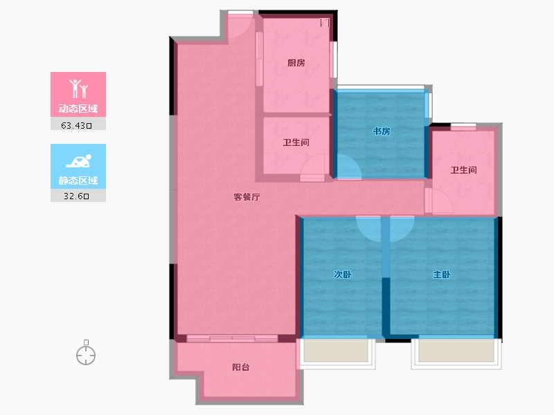 江苏省-镇江市-海伦堡协信峰汇苑·悦邻-85.52-户型库-动静分区