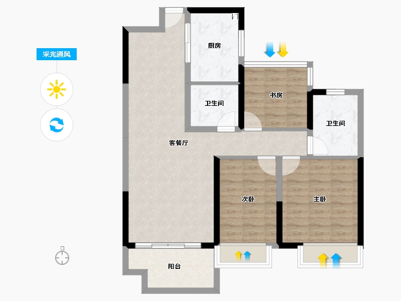 江苏省-镇江市-海伦堡协信峰汇苑·悦邻-85.52-户型库-采光通风