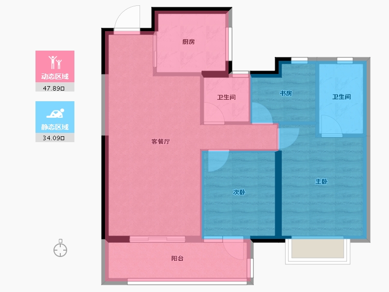 湖北省-武汉市-景瑞清能江南悦-73.71-户型库-动静分区