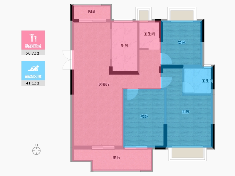 湖北省-武汉市-融侨方圆-88.48-户型库-动静分区