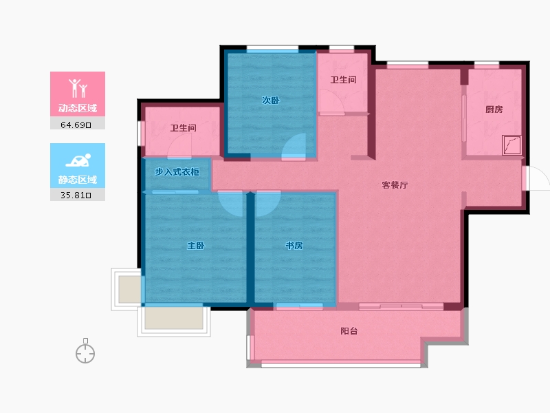 陕西省-西安市-万科澜岸-100.00-户型库-动静分区