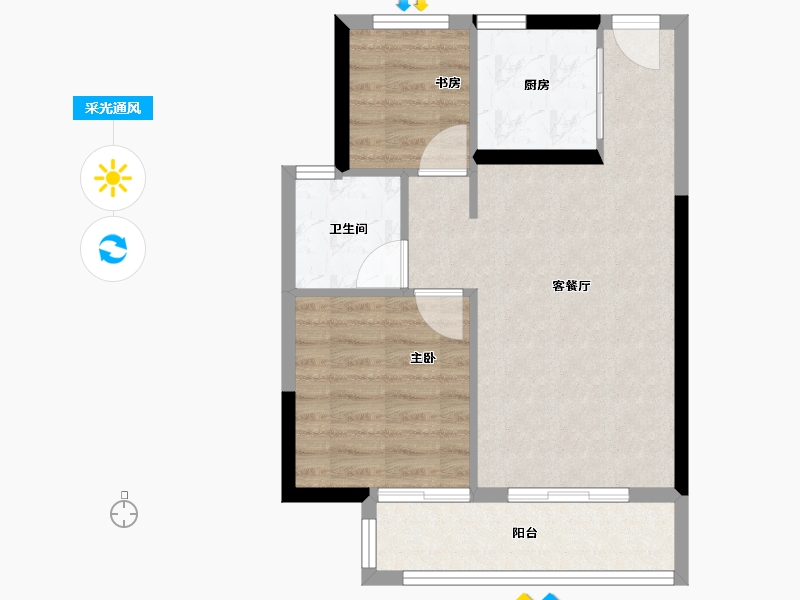 浙江省-宁波市-海风四季-56.00-户型库-采光通风