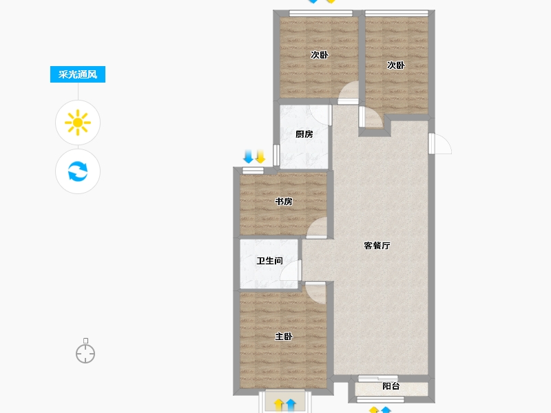 山西省-太原市-纳丹堡-85.18-户型库-采光通风