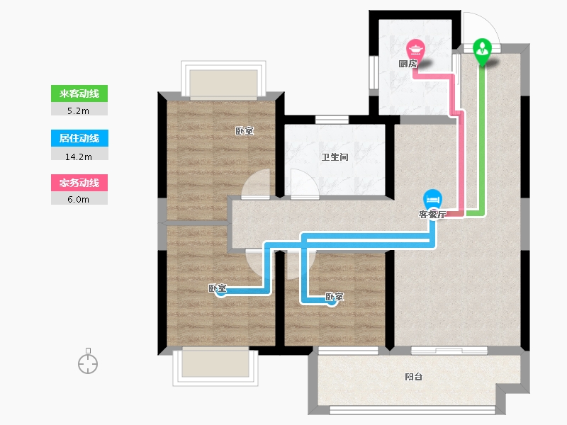 湖北省-武汉市-佳兆业滨江新城-73.63-户型库-动静线