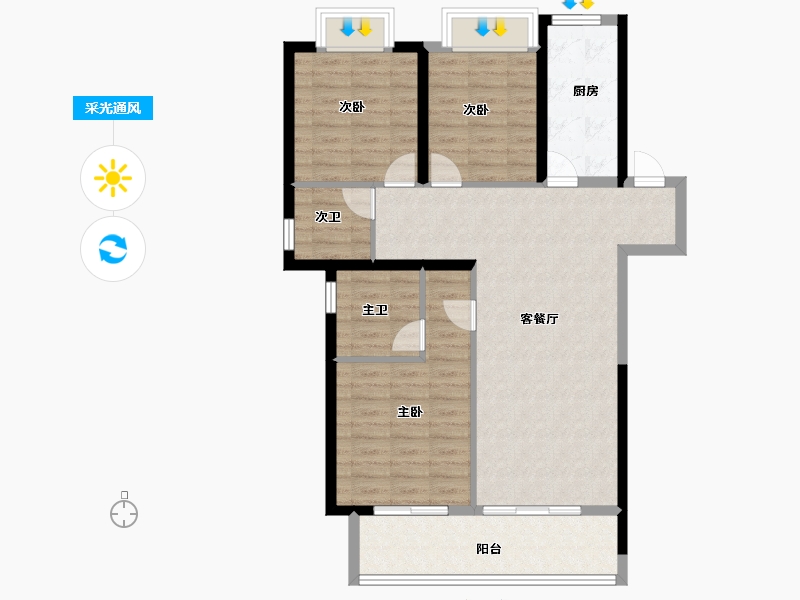 湖南省-长沙市-长沙融创城-93.60-户型库-采光通风