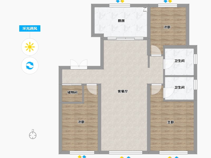 辽宁省-沈阳市-中海润山府-91.87-户型库-采光通风