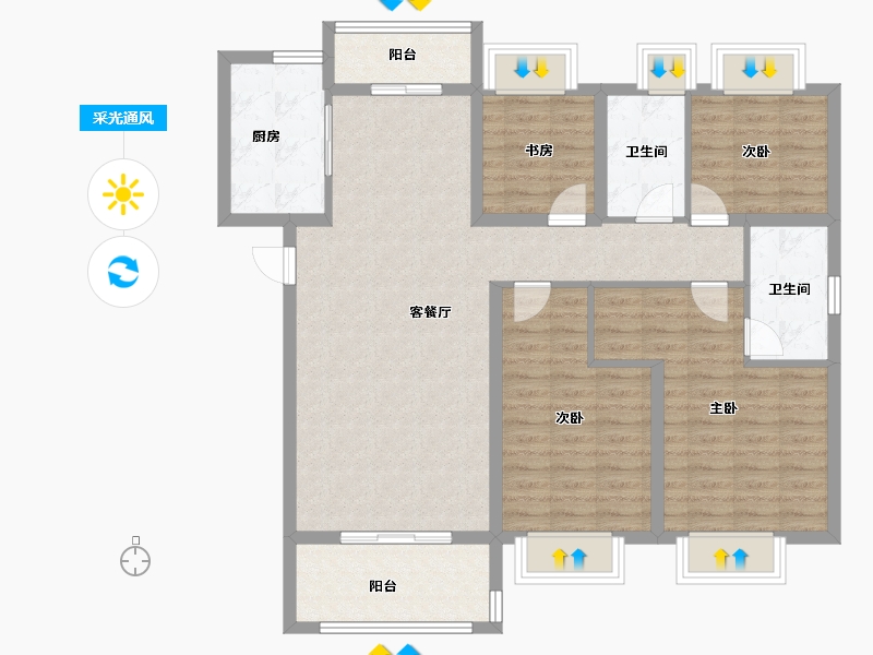 湖北省-武汉市-建发金茂玺悦-110.40-户型库-采光通风