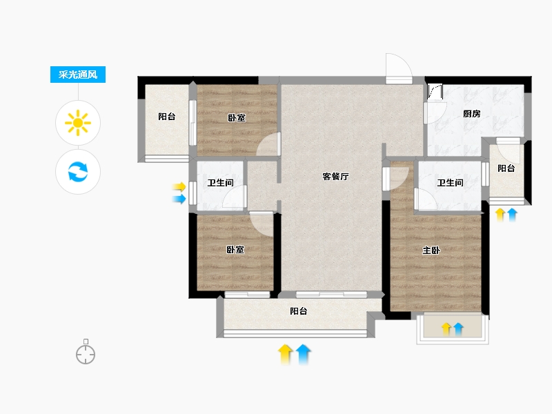 湖南省-长沙市-长房·云尚公馆-78.19-户型库-采光通风