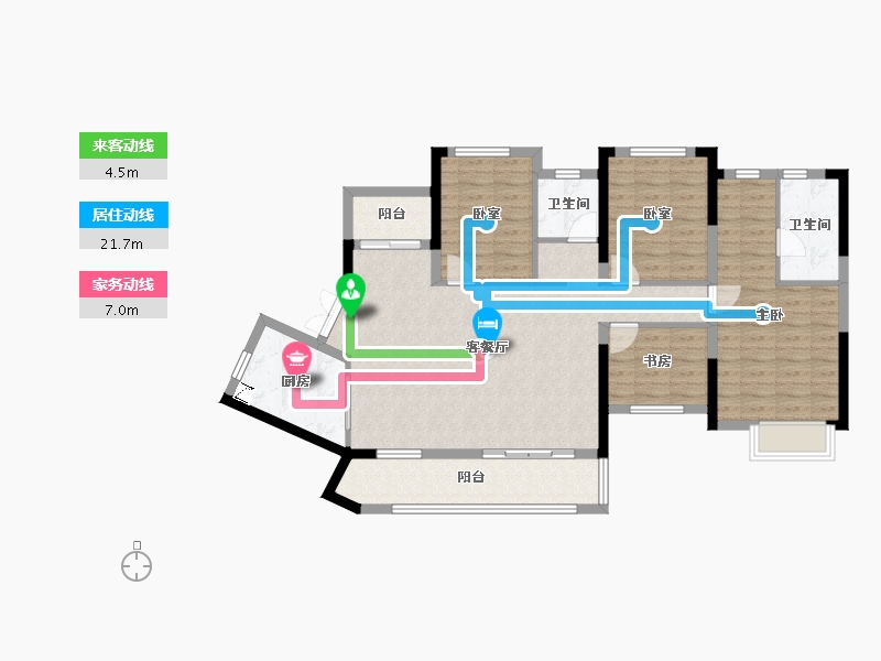 湖南省-长沙市-凯尔·花缇紫郡-107.02-户型库-动静线