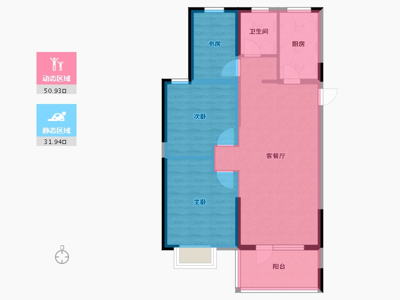 湖北省-武汉市-汉津阳光城-74.00-户型库-动静分区