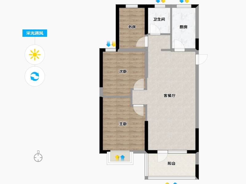 湖北省-武汉市-汉津阳光城-74.00-户型库-采光通风