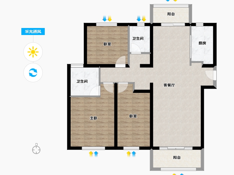 湖北省-武汉市-正商书香华府-104.77-户型库-采光通风