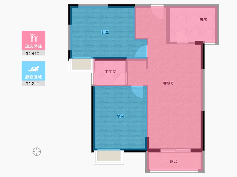 湖北省-武汉市-地铁盛观尚城-76.61-户型库-动静分区