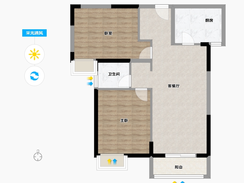 湖北省-武汉市-地铁盛观尚城-76.61-户型库-采光通风