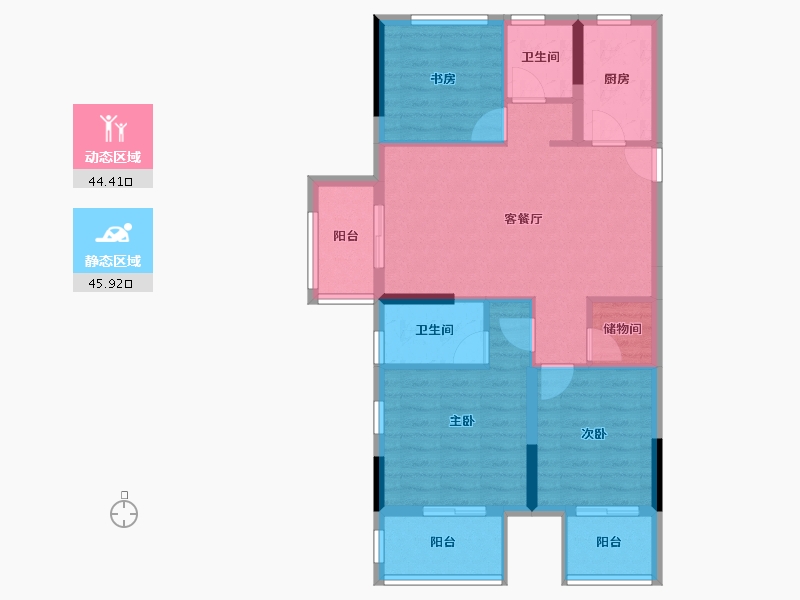 浙江省-宁波市-欢乐滨海-80.59-户型库-动静分区