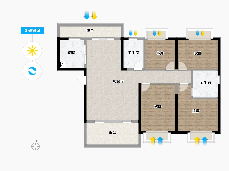 湖南省-长沙市-万润·滨江天著-121.13-户型库-采光通风