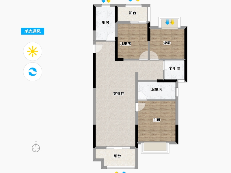 湖北省-武汉市-弘阳云栖玖著-88.80-户型库-采光通风