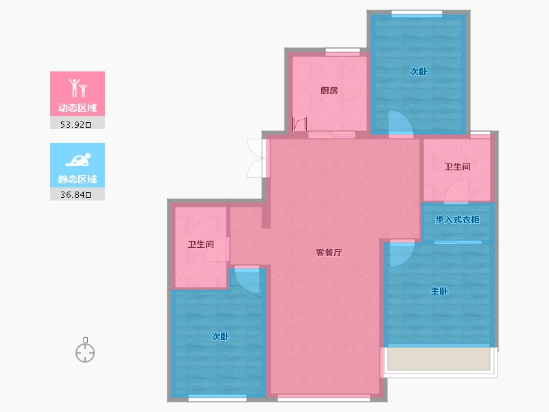 辽宁省-沈阳市-龙湖·天奕-81.19-户型库-动静分区