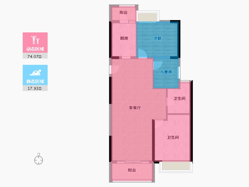 广东省-珠海市-九洲(保利天和）-83.06-户型库-动静分区