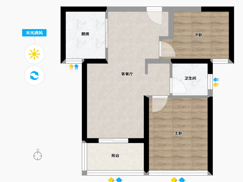 福建省-厦门市-宝龙旭辉城-51.20-户型库-采光通风