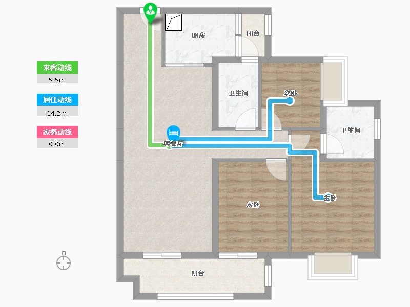 湖南省-长沙市-宁乡美的城-81.96-户型库-动静线