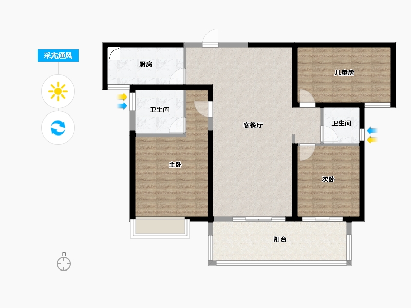 湖南省-长沙市-万润·滨江天著-109.96-户型库-采光通风