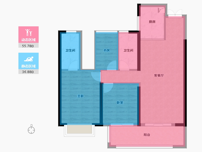 湖南省-长沙市-乐万邦·康桥悦城-83.15-户型库-动静分区