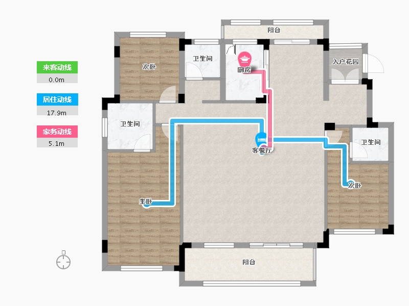 湖南省-长沙市-青竹湖曦园-133.00-户型库-动静线