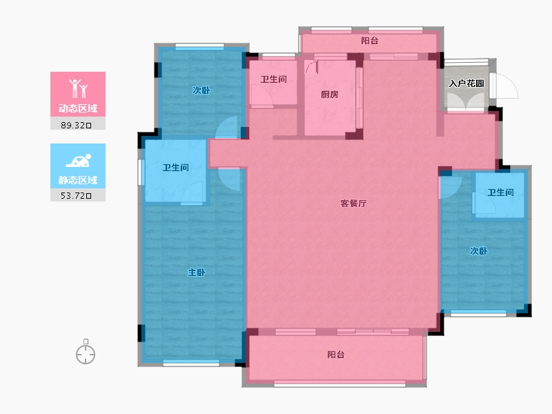 湖南省-长沙市-青竹湖曦园-133.00-户型库-动静分区