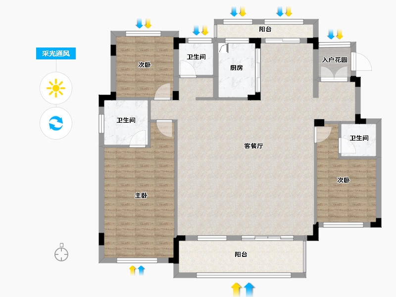 湖南省-长沙市-青竹湖曦园-133.00-户型库-采光通风