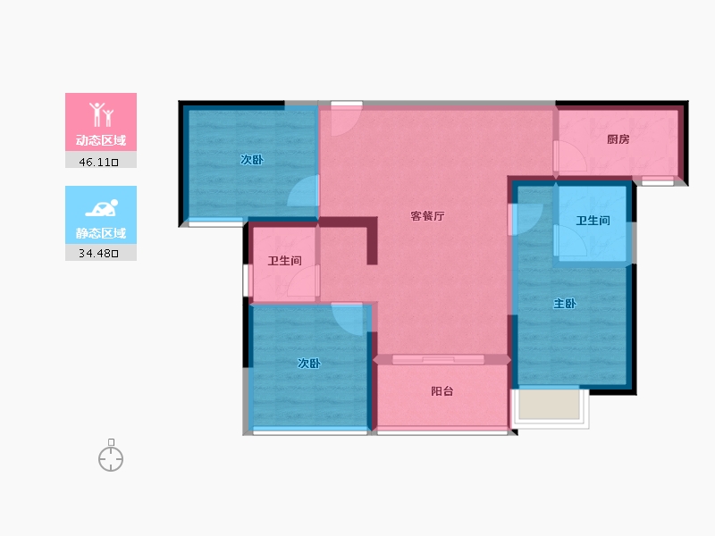 福建省-厦门市-宝龙旭辉城-71.21-户型库-动静分区