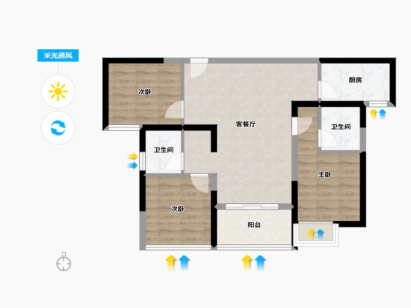 福建省-厦门市-宝龙旭辉城-71.21-户型库-采光通风